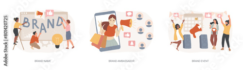 Business reputation building isolated concept vector illustration set.