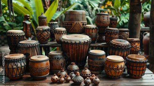 Evocative image showcasing a variety of Caribbean musical instruments, each contributing to the photo