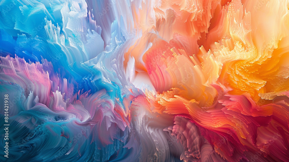 Experience the explosive energy of colors colliding, painting a vibrant gradient wave of dynamic motion.