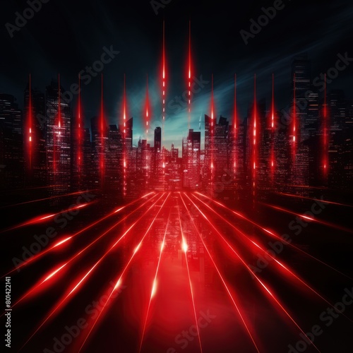 Red glowing arrows abstract background pointing upwards, representing growth progress technology digital marketing digital artwork with copy space 