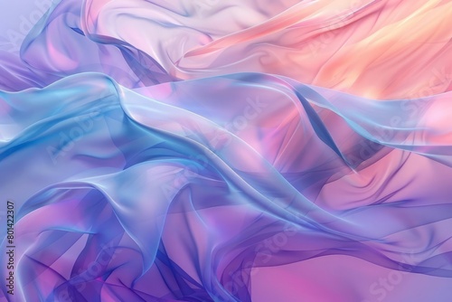Abstract art background design with blue purple and pink silky glass matte wave pastel