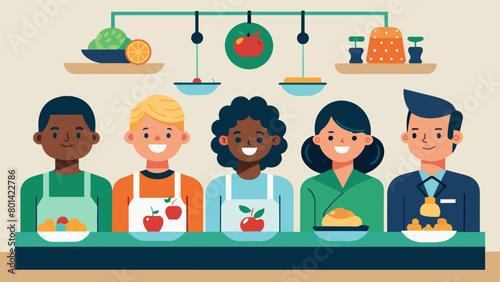 A lineup of judges all with different backgrounds and taste preferences carefully rating and comparing the mouthwatering dishes at the Juneteenth. Vector illustration