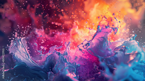 Experience the explosive burst of colors  colliding and mingling to create a vibrant gradient wave.