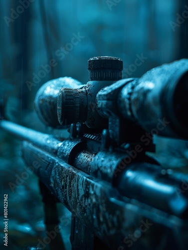 A gun with a wet barrel and a wet scope