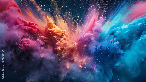 Experience the explosive burst of colors  colliding and mingling to create a vibrant gradient wave.