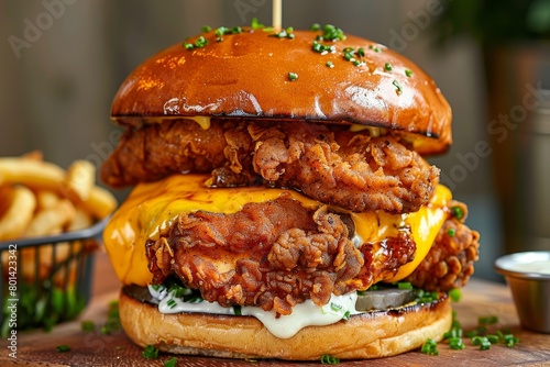 Fried chicken burger with cheese