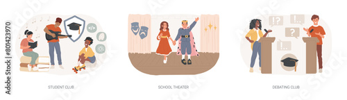 After-school activity isolated concept vector illustration set.
