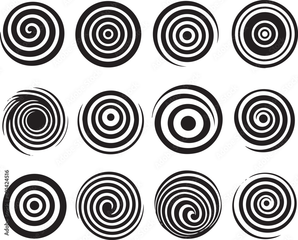 Hypnotic Swirls Vector Set Hypnotic Swirls Vector Set