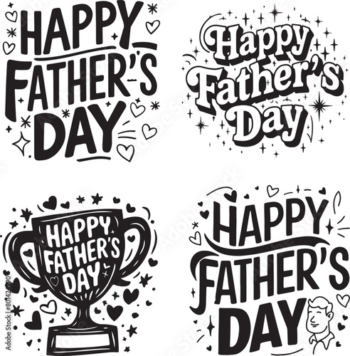 Happy Fathers Day Vector Set