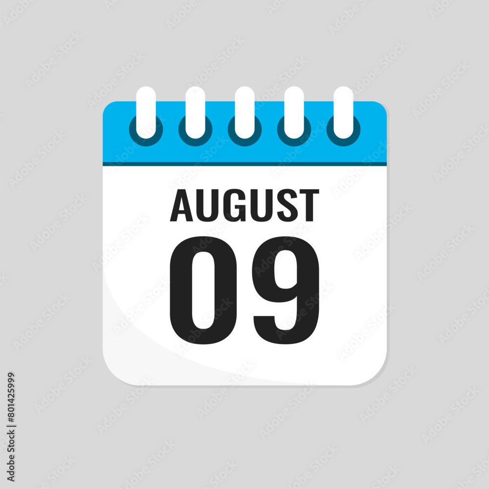 Icon page calendar day - 9 August Icon page calendar day - 9 August