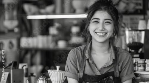 Lifestyle image smiling barista at work photo