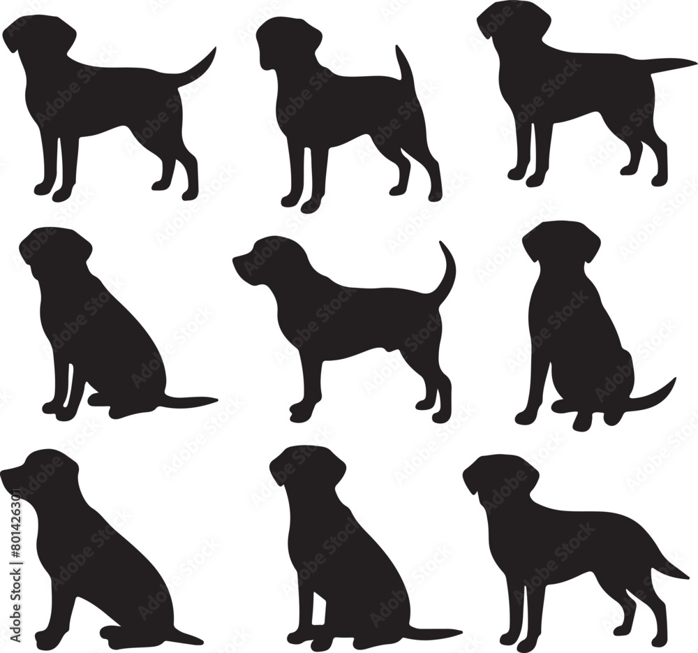 Labrador Dog Silhouette Set