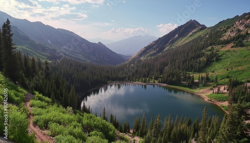 beautiful alpine lake in the wasatch mountains in salt lake utah usa photo