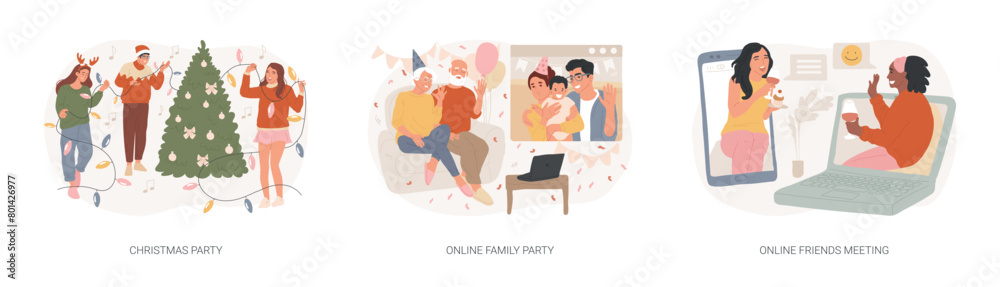 Celebration event isolated concept vector illustration set. Celebration event isolated concept vector illustration set.