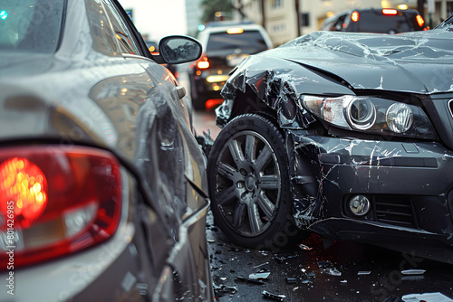 Car Collision Scene: Two Vehicles in Distress © 思源 蒋