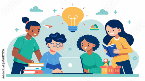 During a group project in school a student with sensory processing disorder suggests a unique and inclusive idea that improves the overall experience. Vector illustration
