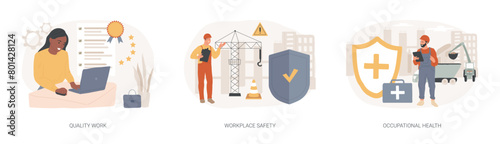 Working environment isolated concept vector illustration set.