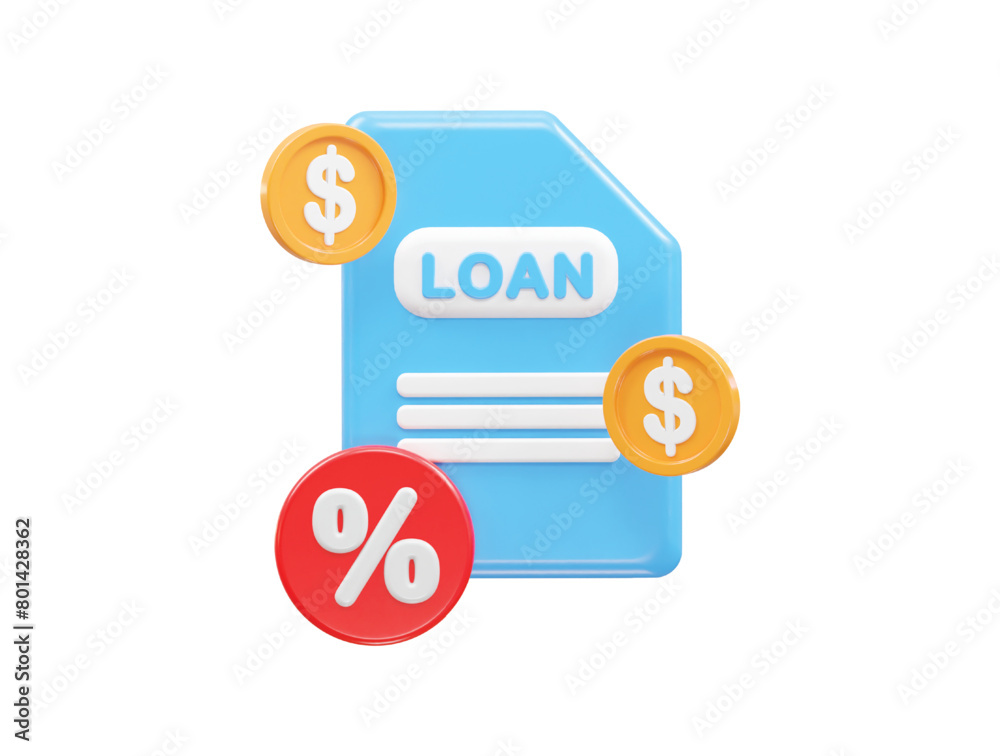 Loan icon 3d rendering bank loan illustration element Loan icon 3d rendering bank loan illustration element