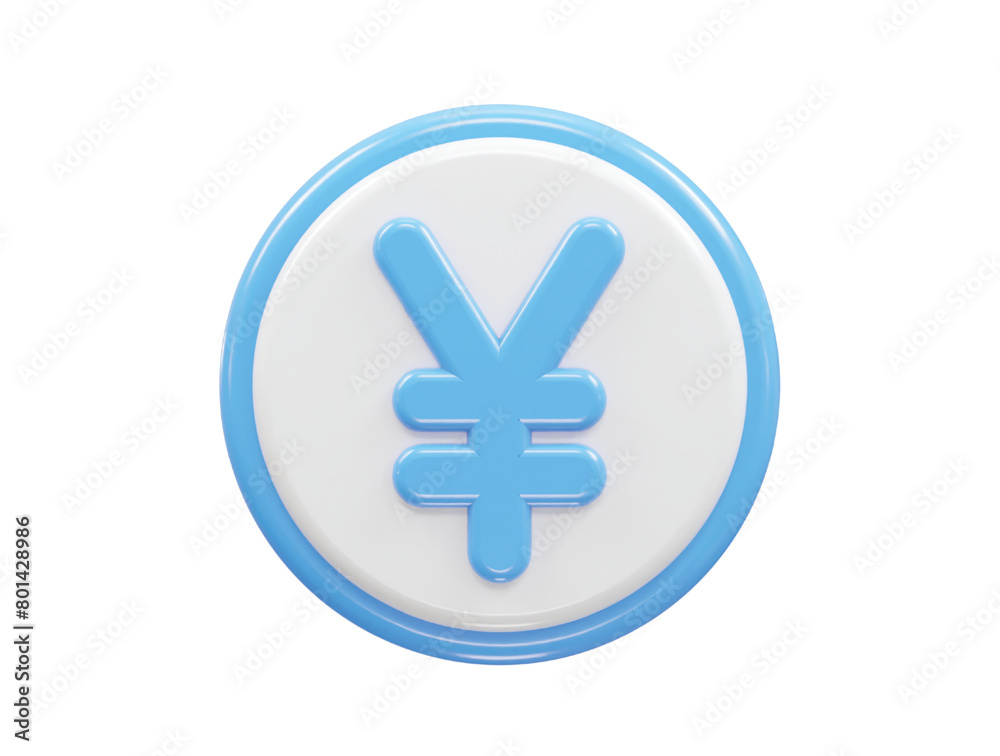 Yen currency icon 3d rendering illustration Yen currency icon 3d rendering illustration