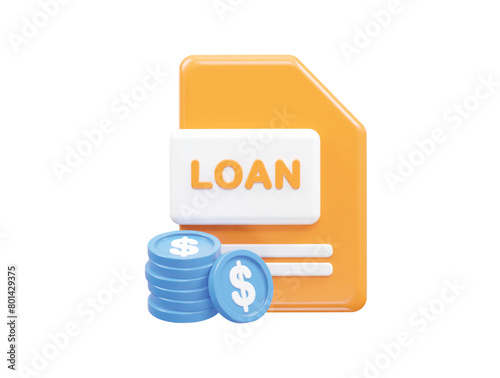 Loan icon 3d rendering bank loan illustration element