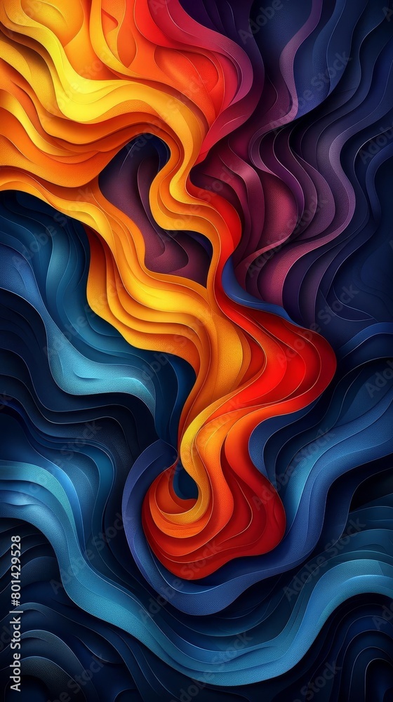 Fototapeta premium An abstract painting with vibrant colors and a sense of movement. The painting is full of energy and life, and it seems to capture the essence of the natural world.