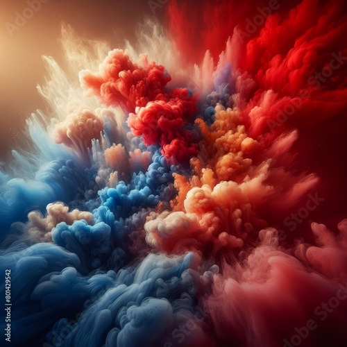 colorful smoke on a dark background. 3d rendering toned image