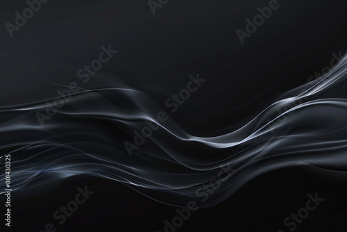 A midnight black wave  elegant and mysterious  flows across a black background  creating a subtle yet powerful visual contrast.