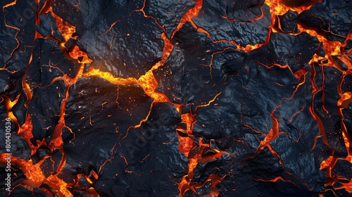 Lava rock with fire gaps between stones background