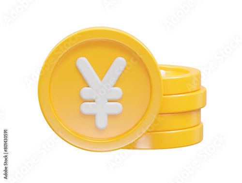 Yen currency icon 3d rendering illustration 