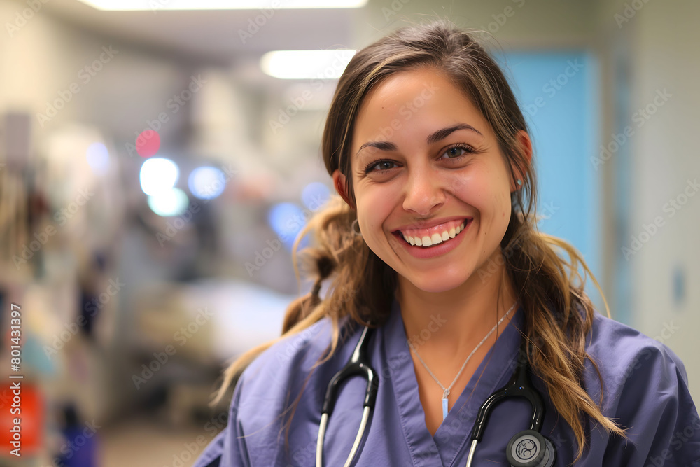 Happy smiling nurse doctor at hospital room. International Nurses Day concept. Happy smiling nurse doctor at hospital room. International Nurses Day concept.