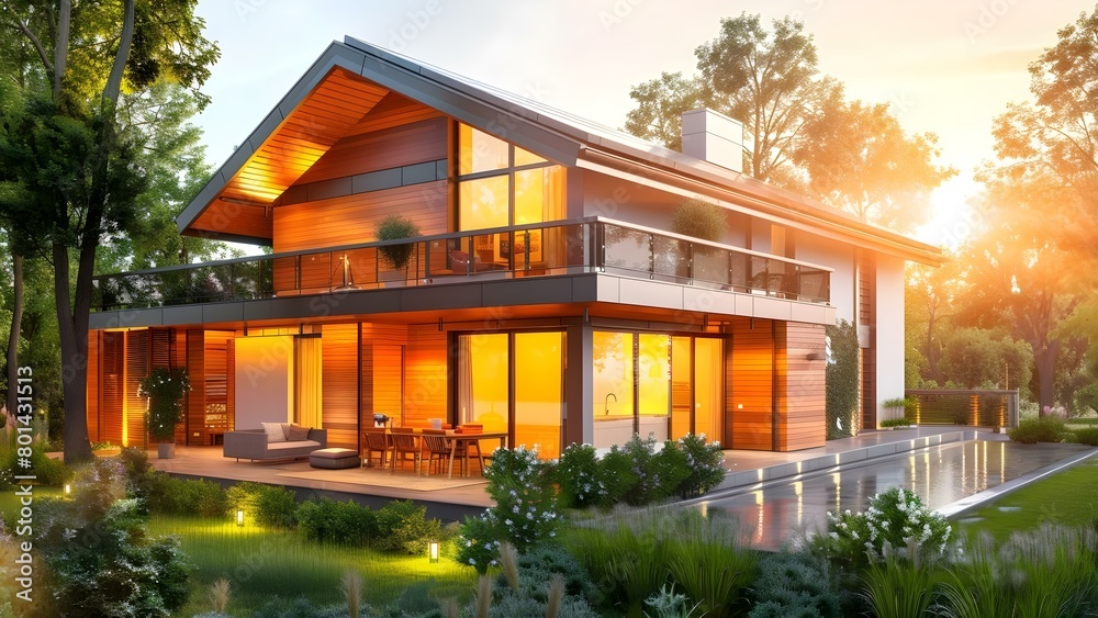Sustainable Living: A Guide to Eco-Friendly Home Building and Maintenance. Concept Eco-Friendly Materials, Energy-Efficient Solutions, Waste Management, Green Landscaping, Sustainable Practices