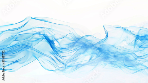 A sky blue wave, light and airy, moving gently across a white background, depicted in stunning high-resolution.