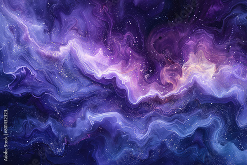 A digital art piece of an abstract galaxy, with swirling patterns and vibrant purples and blues representing stars and nebulae, evoking the vastness of space. Created with Ai