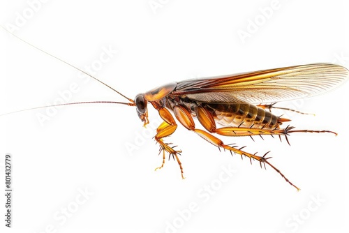cockroach flying isolated on white background