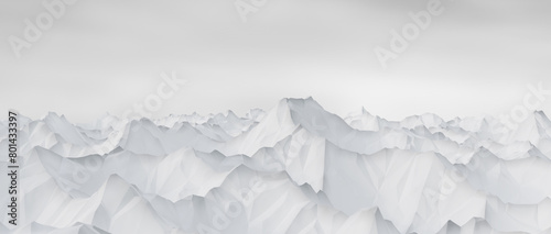 abstract white mountain landscape. 3D Rendering