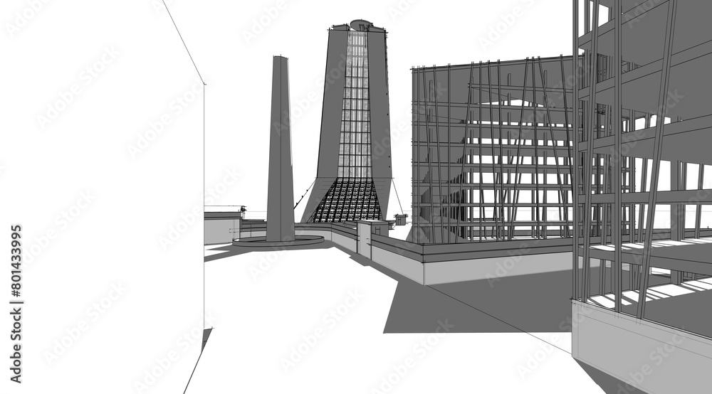 Obraz premium Modern architecture 3d rendering 3d illustration