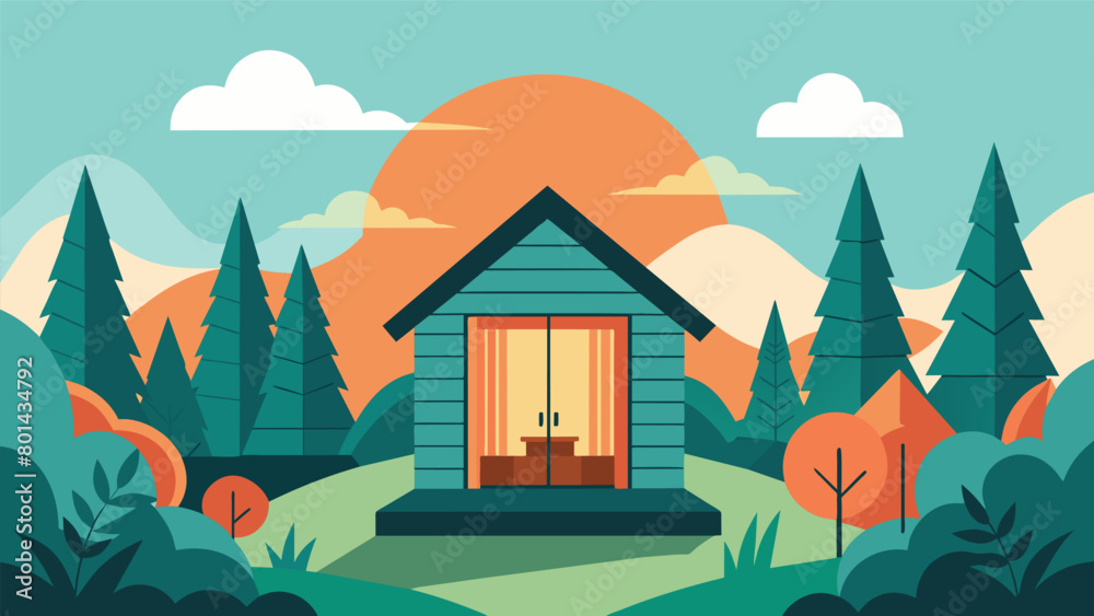 Naklejka premium Surrounded by nature the outdoor infrared sauna allows you to connect with the elements and detoxify your body simultaneously..