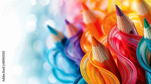 Clear background with vibrant colored pencils symbolizing creativity in advertising photo
