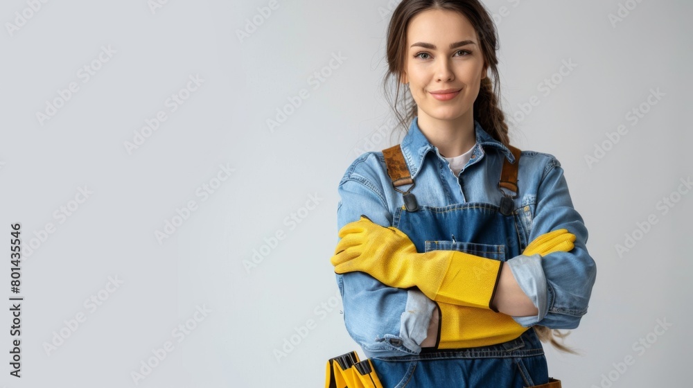 Confident Woman in Work Overalls Confident Woman in Work Overalls