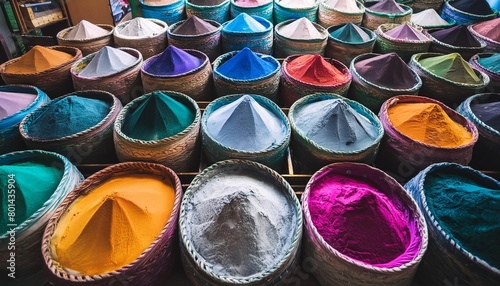 colorful spices and dyes found at souk market generative ai photo