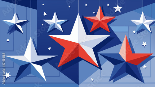 An array of thoughtfully crafted paper stars adorn the room each one unique and representing the creative spirit of the Independence Day workshop.. Vector illustration