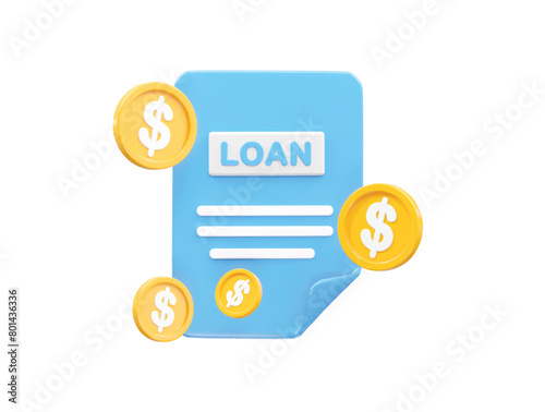 Loan icon 3d rendering bank loan illustration element