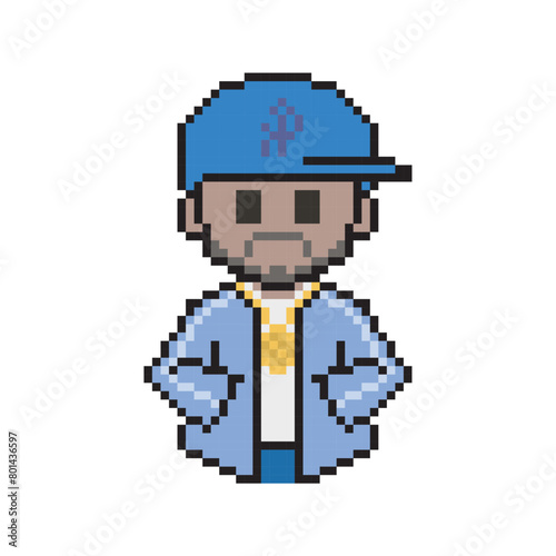 hip hop man pixel art