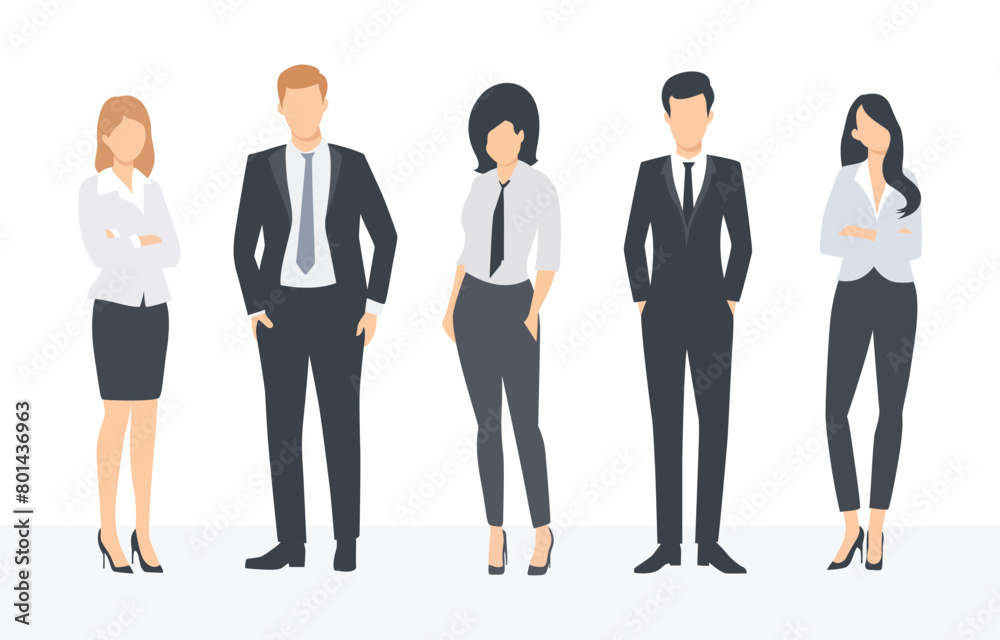 Illustration set of business people isolated on white