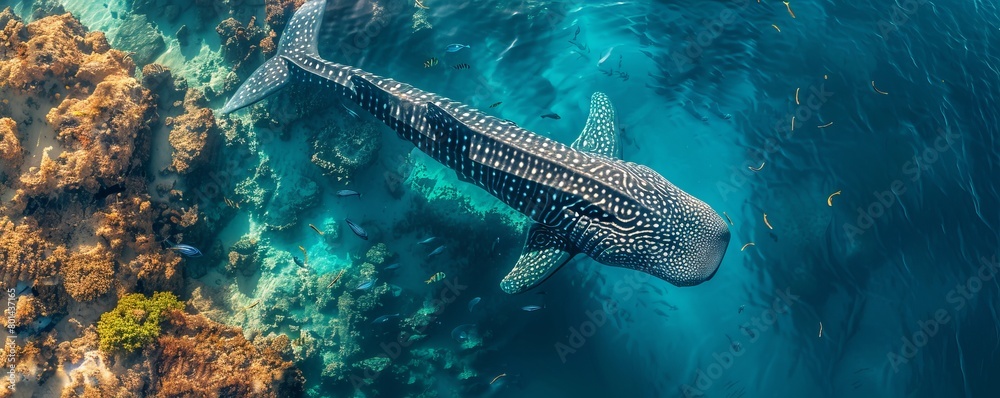 Fototapeta premium Aerial view of Oslob Whaleshark, Cebu, Philippines.