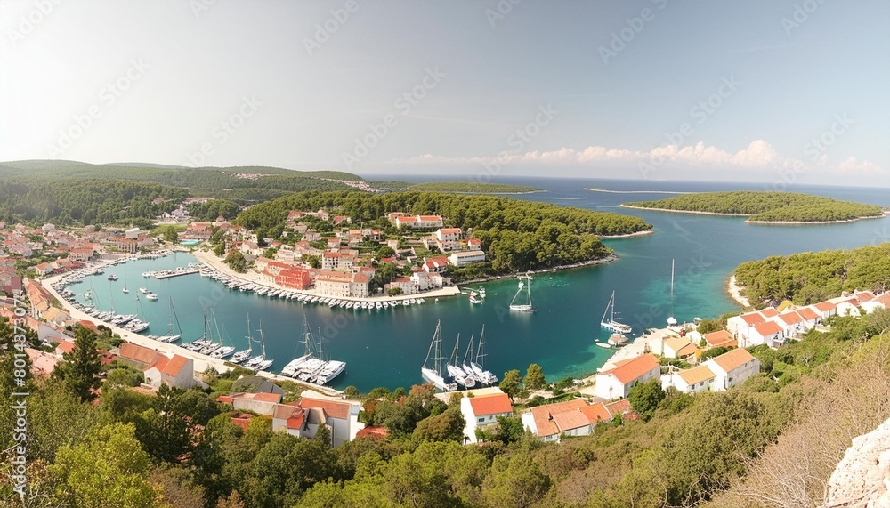 a picturesque view of the blue lagoon in the town of veli losinj on sunny day croatia europe