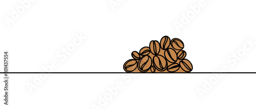 One continuous line draws coffee beans. Coffee logo, icon