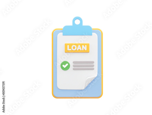 Loan icon 3d rendering bank loan illustration element