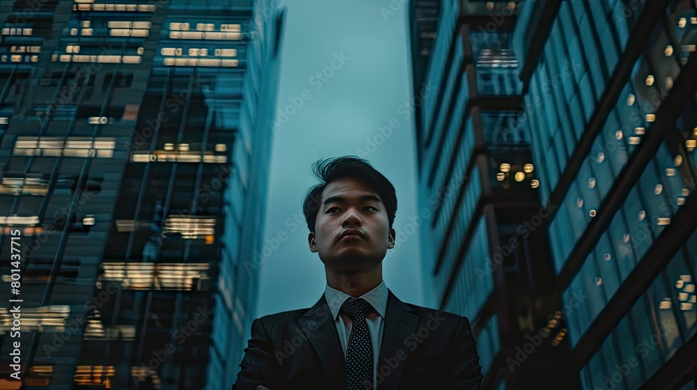 The Urban Sentinel: A Man in a Suit Confronts the Skyline The Urban Sentinel: A Man in a Suit Confronts the Skyline