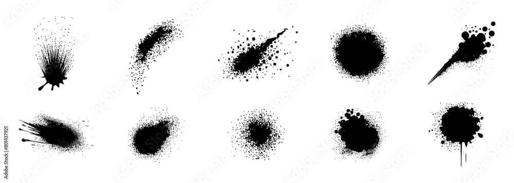 Set of Black blots. Grunge Design Elements. Brush Strokes. Vector illustration Set of Black blots. Grunge Design Elements. Brush Strokes. Vector illustration